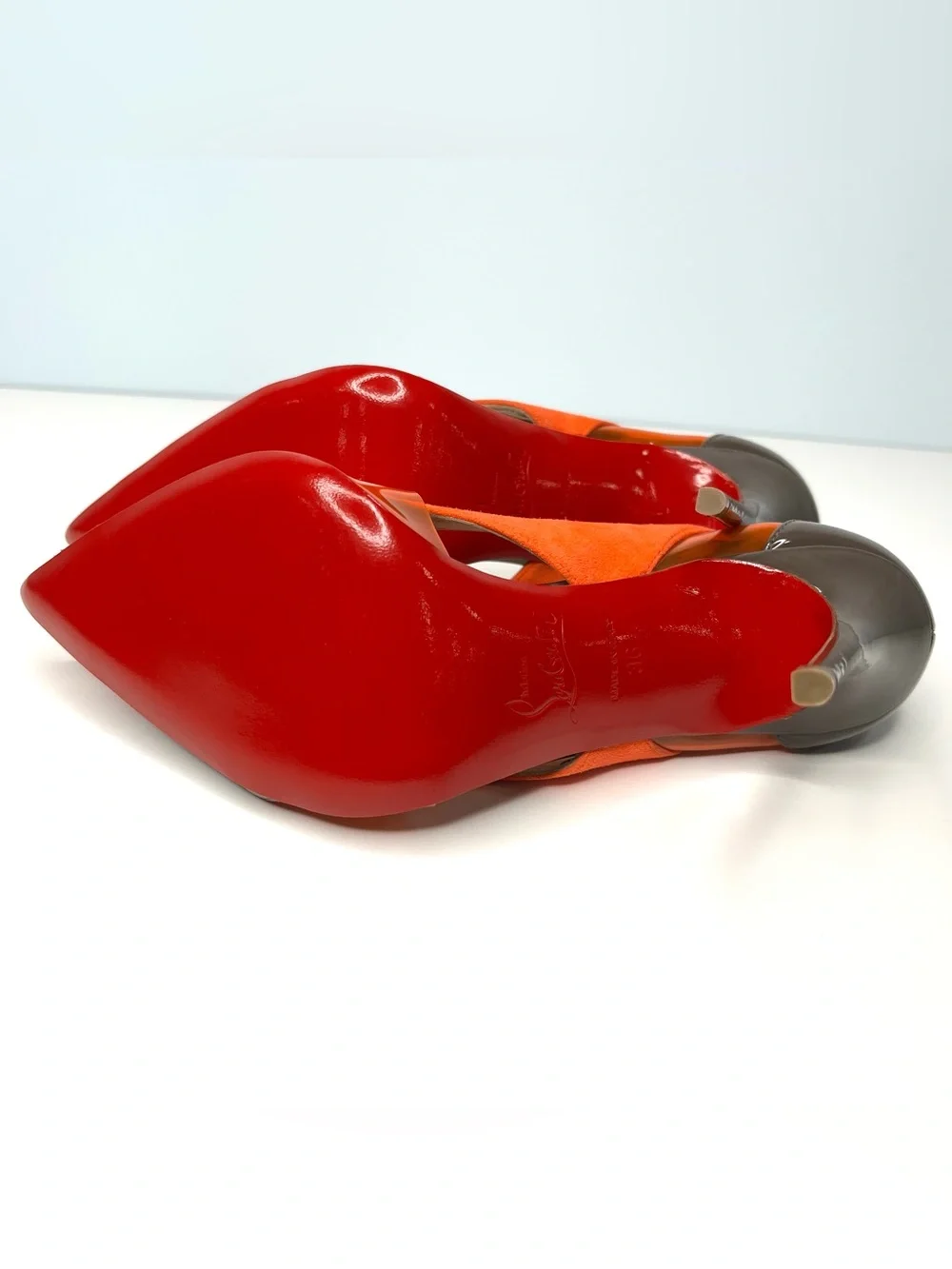 NEW Christian Louboutin Women's Size 36 Orange Suede Snake Pumps Stiletto Heels